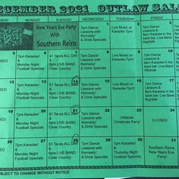Pick up a schedule at the bar. Pick up a schedule at the bar.
