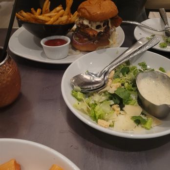 Hilltop Kitchen & Bar - Cesar Salad and Crispy Chicken Sandwich - Wine Bars Near Me - Syosset, New York