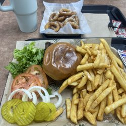 Miami Grill - Ribeye Sandwich, Fries and Onion Rings