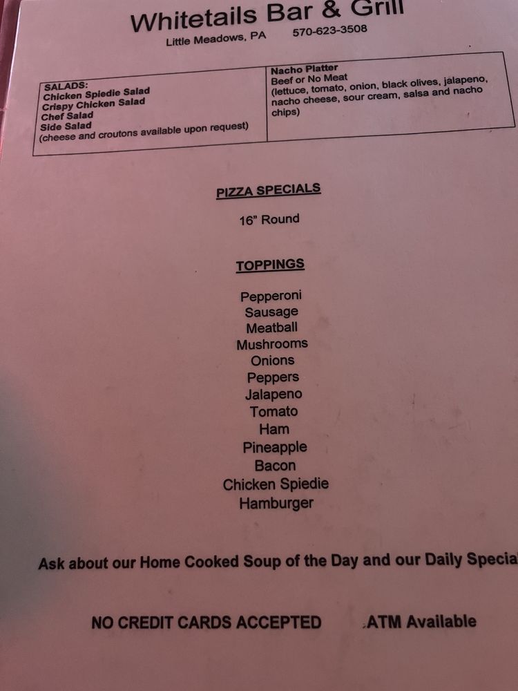 WHITETAIL’S BAR & GRILL Updated October 2024 Route 858 & Main St