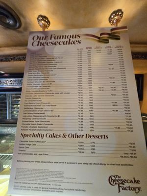 Menu photo 1 The Cheesecake Factory Chicago, IL Menu photo 1 The Cheesecake Factory Chicago, IL