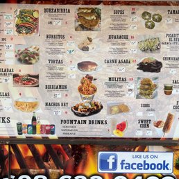 2023 menu El Rey De Los Tacos