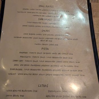 Pizzeria Bianco - The small menu - Pizza Near Me - Phoenix, Arizona