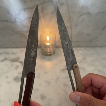 Camphor - Their etched steak knives - French Near Me - Los Angeles, California Camphor - Their etched steak knives - French Near Me - Los Angeles, California