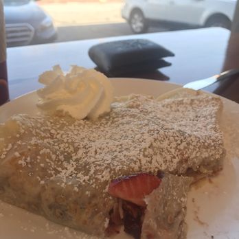Kaffe Crepe - PB&J with strawberry jam. We added strawberries and bananas too - Creperies Near Me - Reno, Nevada Kaffe Crepe - PB&J with strawberry jam. We added strawberries and bananas too - Creperies Near Me - Reno, Nevada