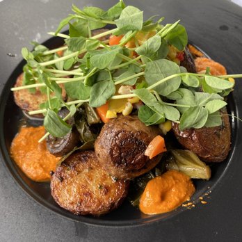 Coop 303 - Vegan Mushroom Potato Dish - New American Near Me - Atlantic Beach, Florida Coop 303 - Vegan Mushroom Potato Dish - New American Near Me - Atlantic Beach, Florida