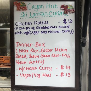Ceylon Hut - Menu August 2022 - Food Trucks Near Me