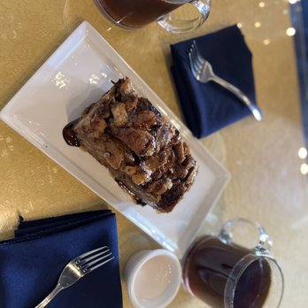 Bliss Tea & Treats - Bread pudding with two americanos and a side of almond milk - Tea Rooms Near Me - Oceanside, California