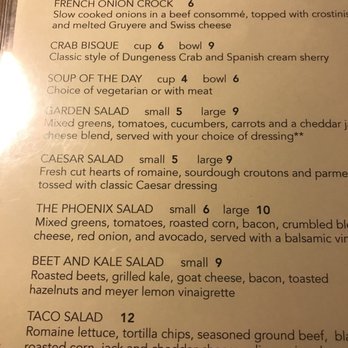 The Phoenix - Phoenix Inn menu 2017 - Burgers Near Me - Bend, Oregon