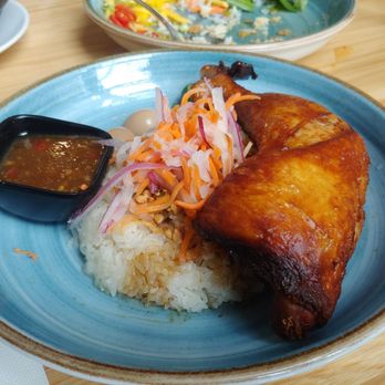 NEP Cafe - Irvine - 5-Spice Roasted Chicken (sticky rice, a bit of pickled veggies and quail eggs) - Breakfast & Brunch Near Me - Irvine, California