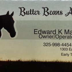 Butter Beans Antiques & Uniques - Business card.