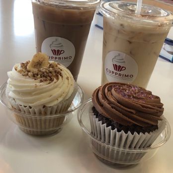 Cupprimo - Full Size Cupcake   Gluten Free Cupcake  Neapolitan Iced Coffee   White Shark Iced - Coffee & Tea Near Me - Austin, Texas