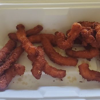 California Fish Grill - Sad... sad....sad calamari. Over cooked, flavorless, and a tiny portion. - Seafood Near Me - Upland, California California Fish Grill - Sad... sad....sad calamari. Over cooked, flavorless, and a tiny portion. - Seafood Near Me - Upland, California