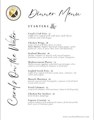Menu photo 1 Carol’s On The Water Budd Lake, NJ Menu photo 1 Carol’s On The Water Budd Lake, NJ