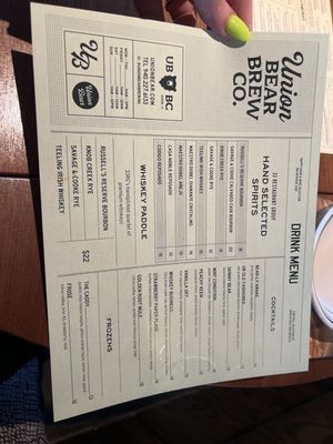 Menu photo 8 Union Bear Brewing Denton, TX