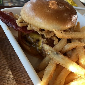 Eudora Brewing Company - Eudora Burger with Fries - Breweries Near Me - Kettering, Ohio