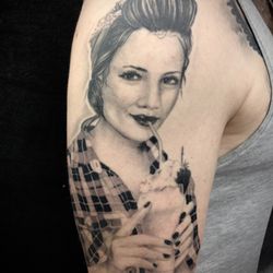 Paradise City Tattoo - Black and grey portrait done by Vinnie Stones at Paradise City Tattoo