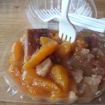 Gram's Mission BBQ - Peach cobbler, microwave completely detroyed the flavor and texture. - Soul Food Near Me - Riverside, California