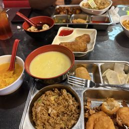 Egg drop soup Fried rice spring roll shrimp with walnut Egg drop soup Fried rice spring roll shrimp with walnut