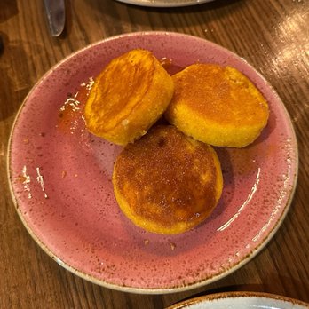 COMMUNION Restaurant and Bar - Sweet Potato Hoe Cakes with honey syrup. - Soup Near Me - Seattle, Washington COMMUNION Restaurant and Bar - Sweet Potato Hoe Cakes with honey syrup. - Soup Near Me - Seattle, Washington