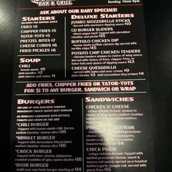 Thirst Bar and Grill - Menu