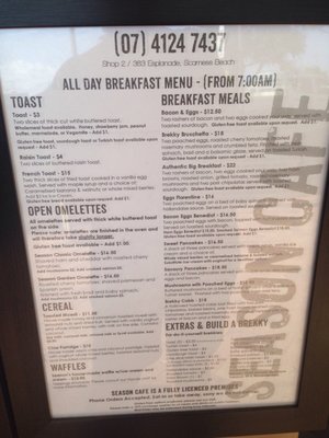 Menu photo 2 Season Cafe Scarness, QLD