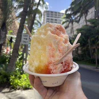Lahaina Shave Ice - Holding it up like it's the holy grail (which it kinda is)... get that condensed milk and ice cream, ur in hawaii baby! - Desserts Near Me - Honolulu, Hawaii Lahaina Shave Ice - Holding it up like it's the holy grail (which it kinda is)... get that condensed milk and ice cream, ur in hawaii baby! - Desserts Near Me - Honolulu, Hawaii