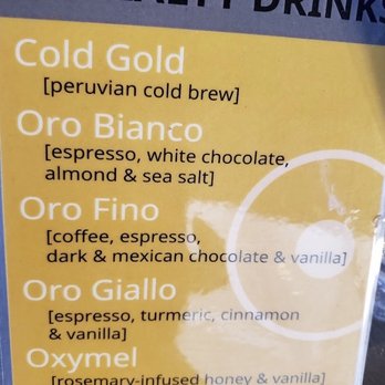 Oro Fino Coffee - Menu of their specialties (a much more extensive menu is also available) - Coffee & Tea Near Me - Butte, Montana Oro Fino Coffee - Menu of their specialties (a much more extensive menu is also available) - Coffee & Tea Near Me - Butte, Montana