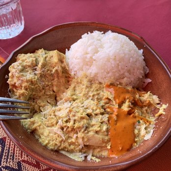Q'ero Restaurant - Aji de Gallina with panca sauce added - Latin American Near Me - Encinitas, California Q'ero Restaurant - Aji de Gallina with panca sauce added - Latin American Near Me - Encinitas, California