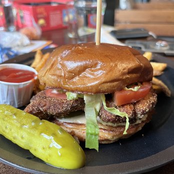 City Built Brewing - Fried chicken Sammy with hearty bread and fries - Restaurants Near Me - Grand Rapids, Michigan