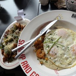 Shrimp & Grits and Side Brussels Sprout Potatoes Shrimp & Grits and Side Brussels Sprout Potatoes
