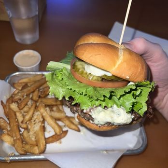 The Loft - Blue cheese burger, YUM! So creamy. - Bars Near Me - Leavenworth, Washington The Loft - Blue cheese burger, YUM! So creamy. - Bars Near Me - Leavenworth, Washington