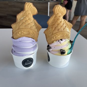 Junni Desserts - Milk and taro swirl Pineapple and strawberry swirl yummmm - Desserts Near Me - Folsom, California