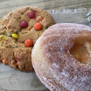 Deviant Donuts - M&M cookie and Mimosa donut - Donuts Near Me - Mystic, Connecticut