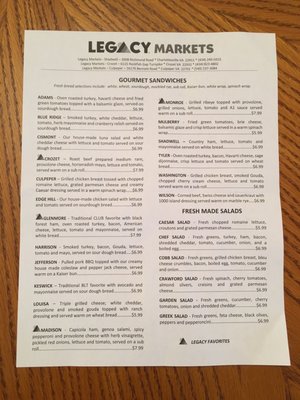 Menu photo 1 Legacy Markets - Shadwell Charlottesville, VA Menu photo 1 Legacy Markets - Shadwell Charlottesville, VA