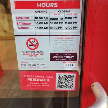 Arby's - a no smoking sign on a door - Fast Food Near Me - Upper Allen, Pennsylvania Arby's - a no smoking sign on a door - Fast Food Near Me - Upper Allen, Pennsylvania