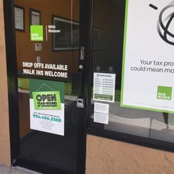 H&R Block - Only by appointments... and the address on the no is not correct. It's on the other side of the road of Walmart. Behind publix.