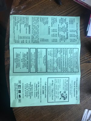 Menu photo 1 College Carry Out Augusta, ME