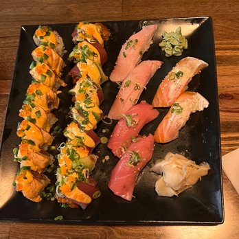 Sushi Umi - Pink Lady Chef's Signature Roll, fatty tuna, salmon belly roll, YellowTail Nigiri Sushi, tuna deluxe roll, Umi Chef's Signature Roll - Japanese Near Me - Herndon, Virginia Sushi Umi - Pink Lady Chef's Signature Roll, fatty tuna, salmon belly roll, YellowTail Nigiri Sushi, tuna deluxe roll, Umi Chef's Signature Roll - Japanese Near Me - Herndon, Virginia