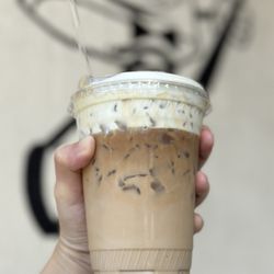 Crème Caramel LA - Iced latte with Pandan cold foam IG: @ammysalamii