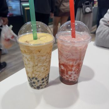 Sweet Heaven - caramel creme brulee boba milk & strawberry boba milk - Desserts Near Me - San Francisco, California