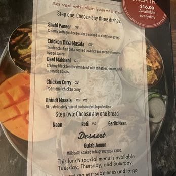 Spice Street - Tuesday Thursday and Saturday lunch menu - Indian Near Me - Silver Spring, Maryland