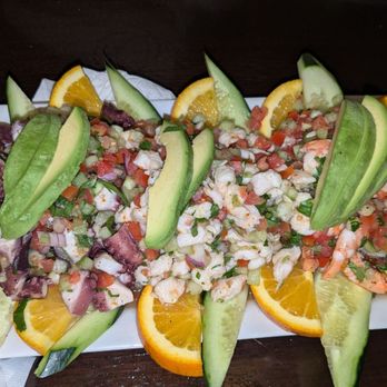 Los Compadres - Ceviche Combination - Shrimp, Octopus and White Fish - Mexican Near Me - Long Beach, California Los Compadres - Ceviche Combination - Shrimp, Octopus and White Fish - Mexican Near Me - Long Beach, California