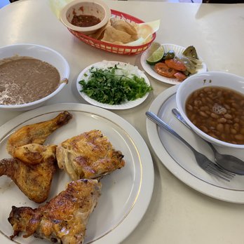 El Pollo Fino - Half chicken combo with double beans, no rice - Mexican Near Me - Placentia, California