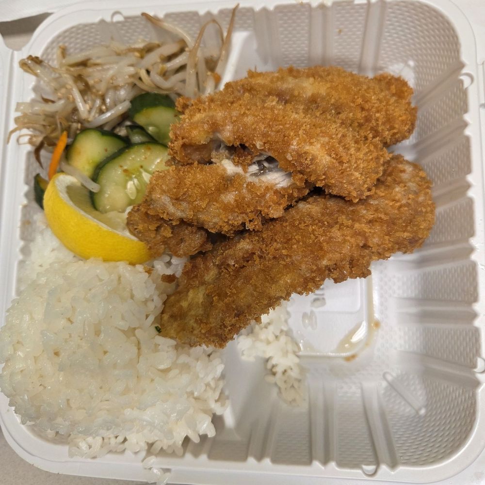 Fatboys - 8 oz catch of the day (mahi) - cooked in 'crispy with tartar' style, with sprouts and cucumbers $21.99 - Breakfast & Brunch Near Me - Honolulu, Hawaii
