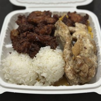 KJ's Local Grindz - Two Choice Entree (Mochiko and Garlic) - Chicken Shop Near Me - Kaneohe, Hawaii