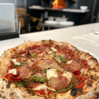 Sei Pizza Bar - Diavola Pizze - red sauce, soppressata, olive ($22) - Pizza Near Me - Los Angeles, California