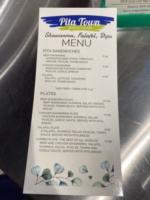 Menu photo 6 Pita Town Plano, TX