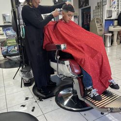 Choppin It Up Barbershop - My son and Cristina .