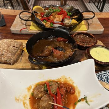 Cafe Sevilla - Valenciana paella, olive loaf, Salchichas, Albondigas. - Spanish Near Me - Costa Mesa, California